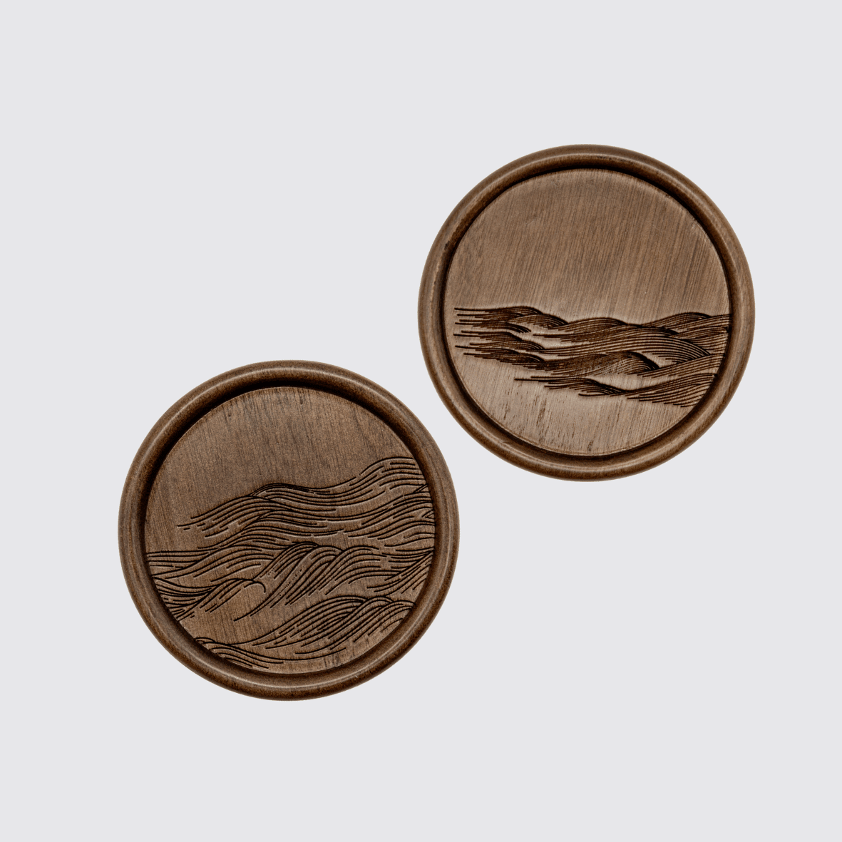 Wooden Coaster 木刻杯墊<一對> - 裕匠・木作 - Hong Kong Custom Furniture